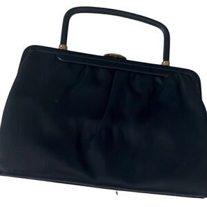 Mardane USA Navy Blue Vintage Leather Gold Hardware Clutch Bag